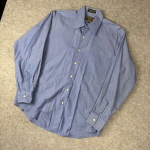 Britches of Georgetowne Mens Blue Cotton Button Down Dress Shirt 15.5 34 L